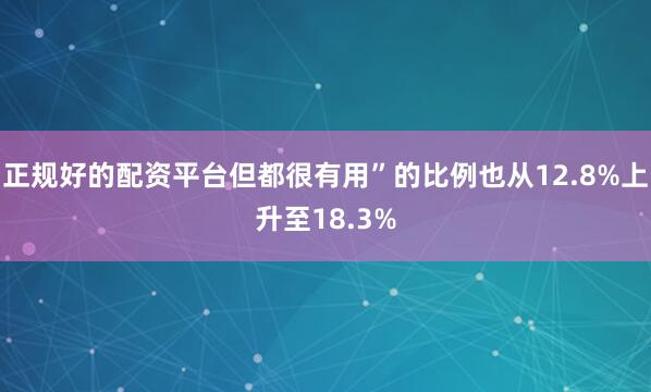 正规好的配资平台但都很有用”的比例也从12.8%上升至18.3%